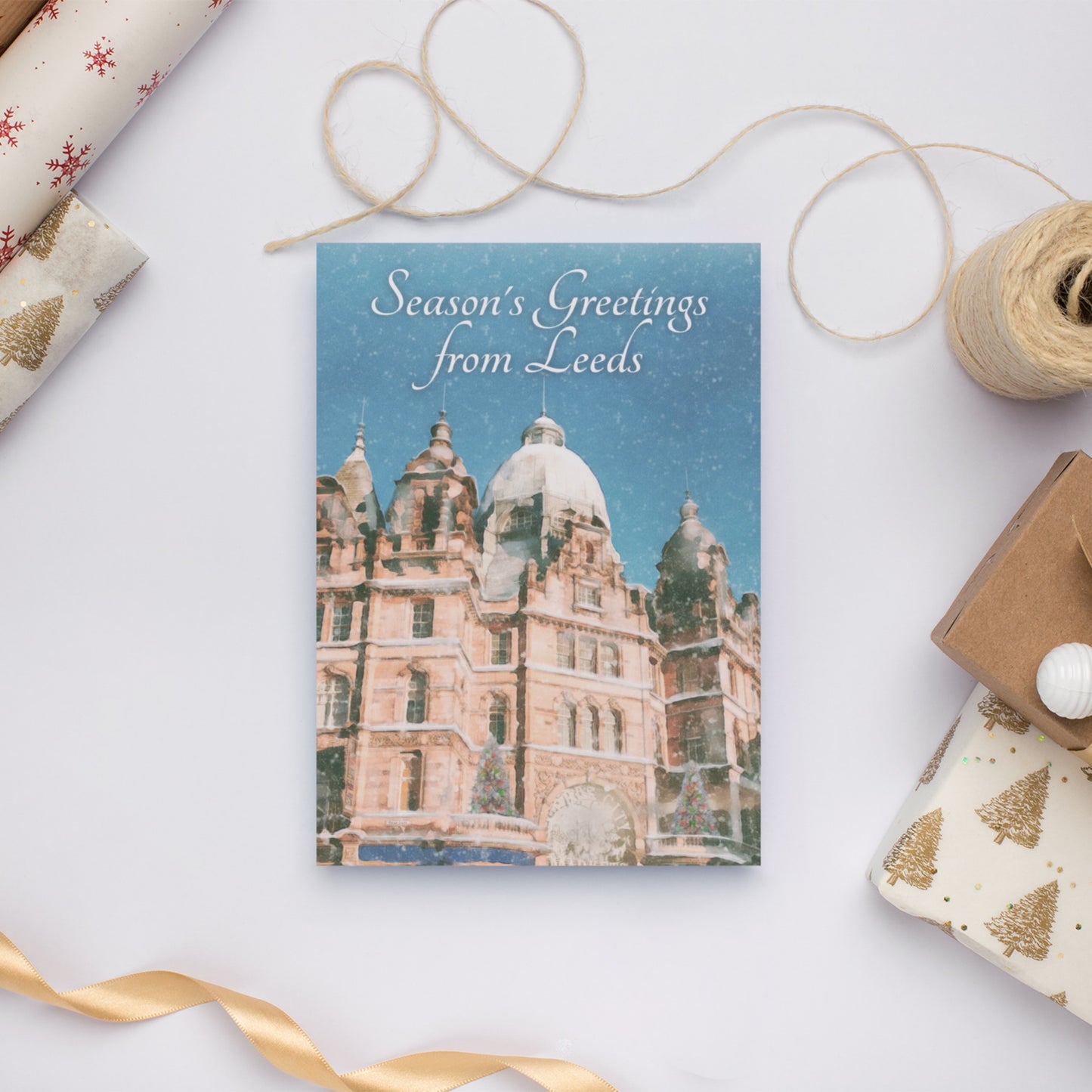 Leeds City Markets Watercolour Collection Christmas Greeting Card - The Great Yorkshire Shop