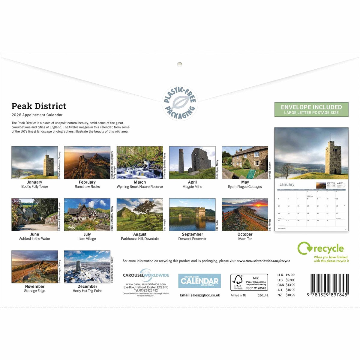 Peak District 2026 A4 Calendar - The Great Yorkshire Shop