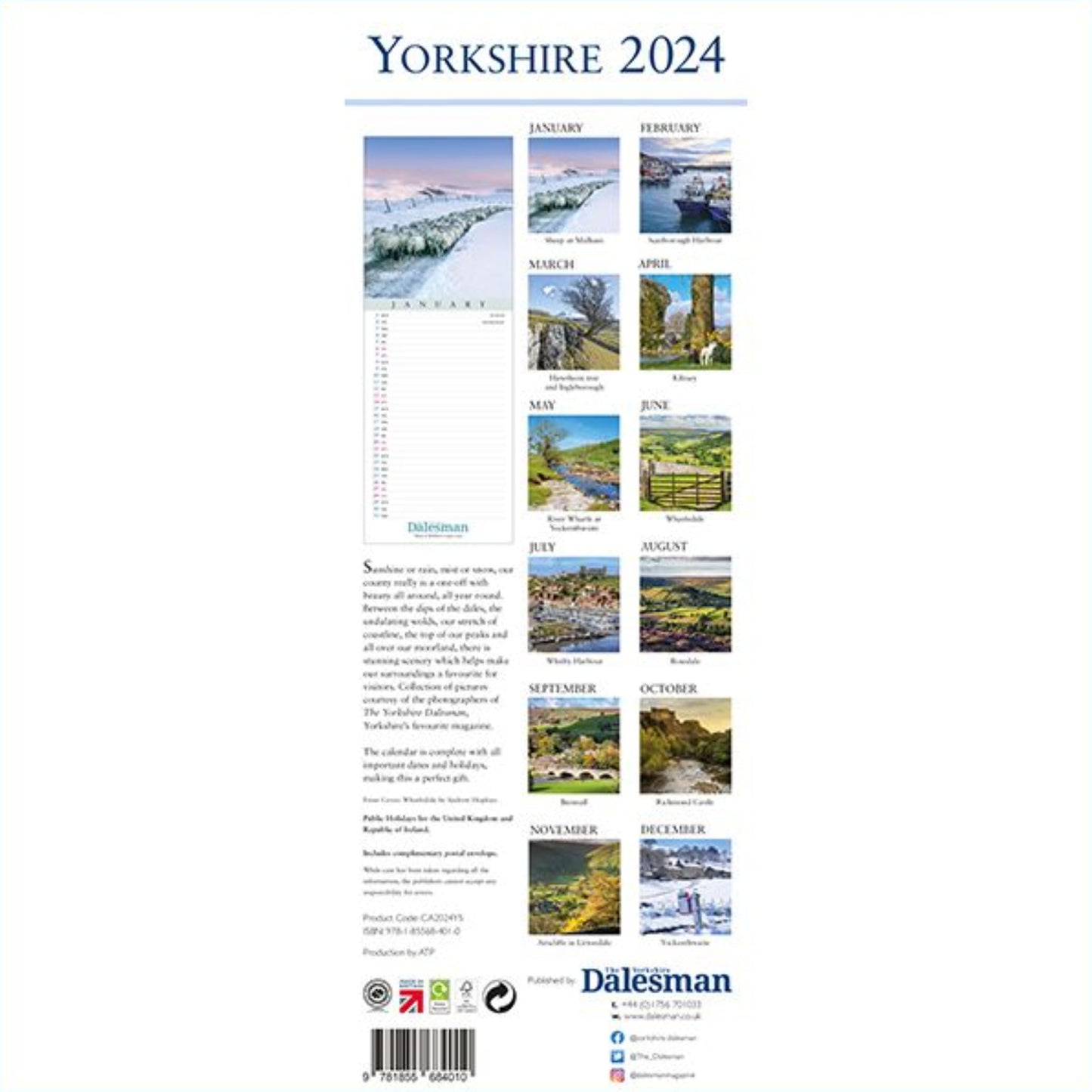 Yorkshire Slim 2024 Calendar - The Great Yorkshire Shop