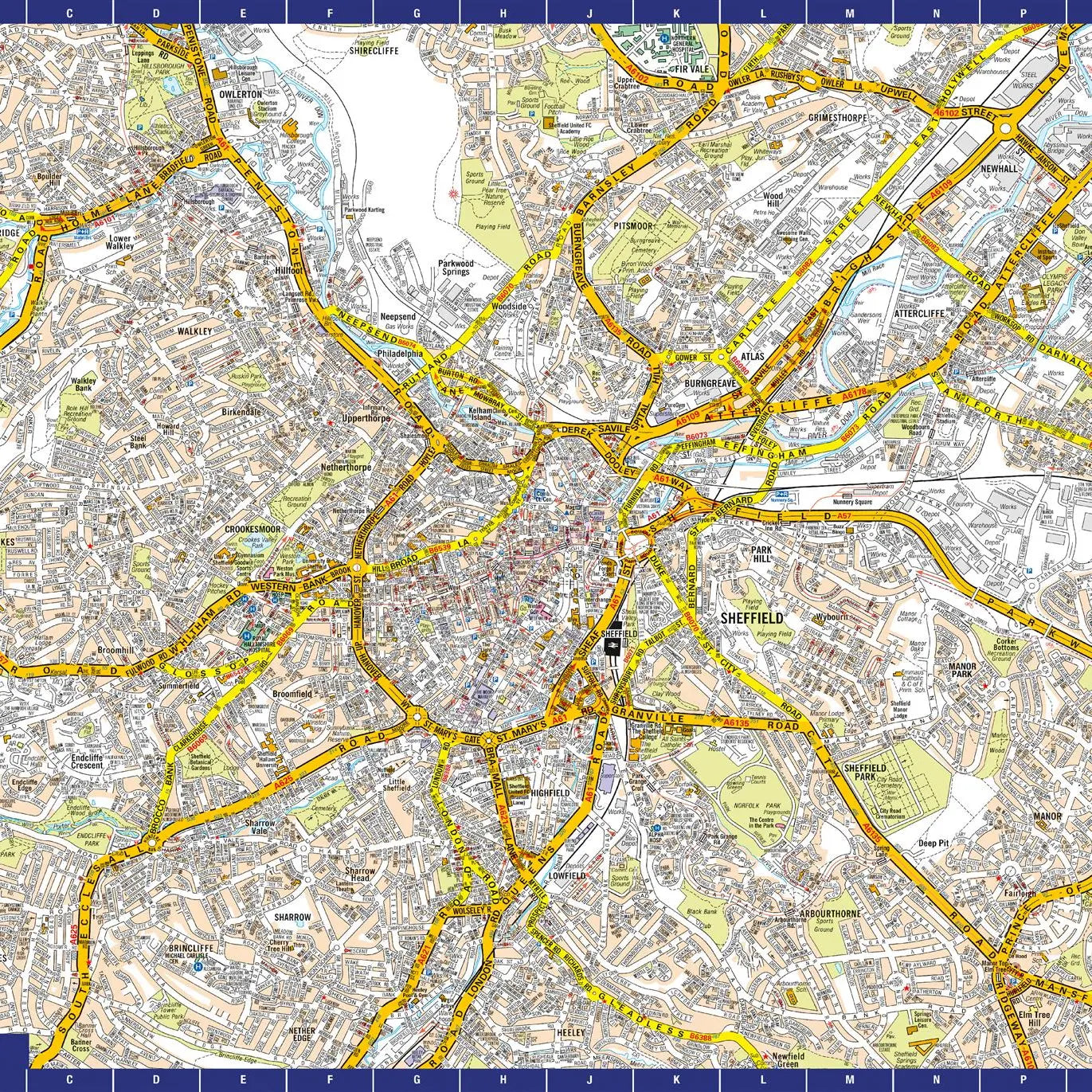 A-Z Map of Sheffield 1000 Piece Jigsaw Puzzle - The Great Yorkshire Shop