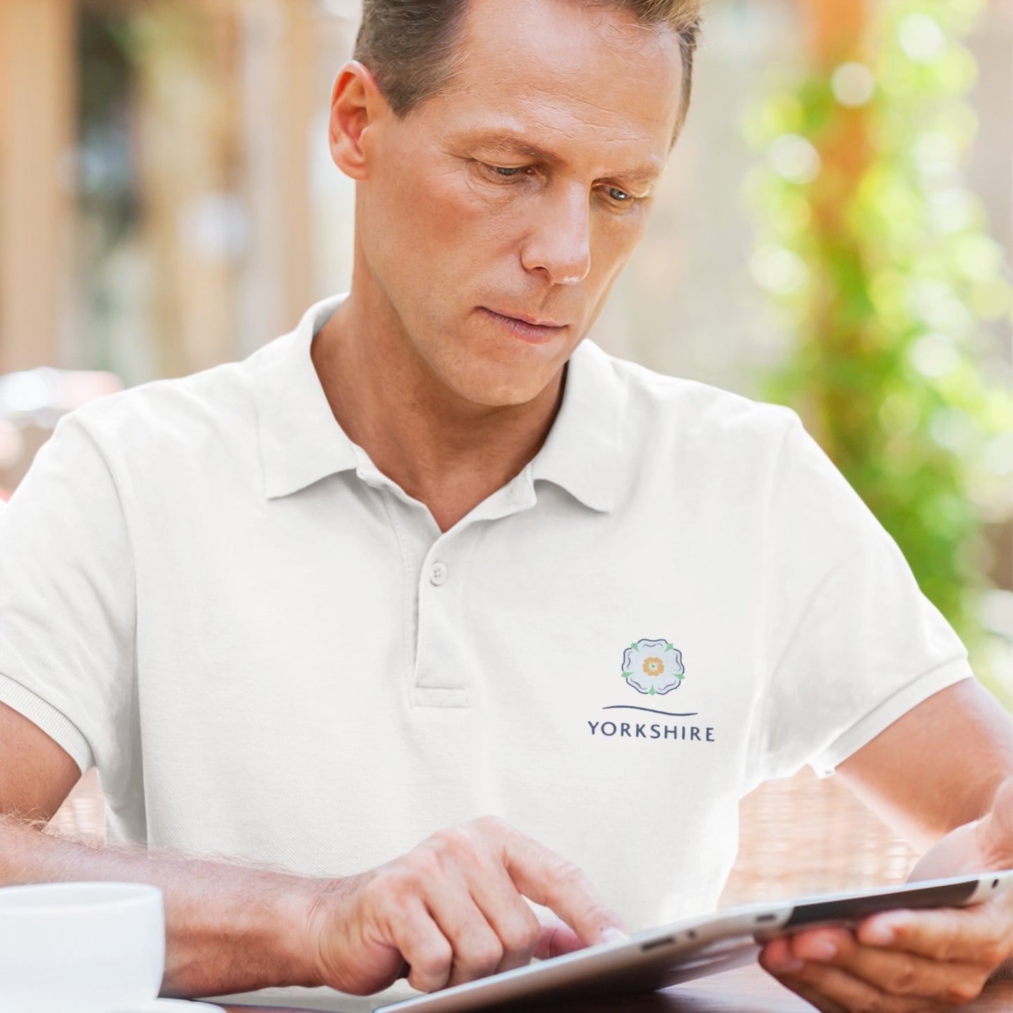 Yorkshire Rose White Polo Shirt - The Great Yorkshire Shop