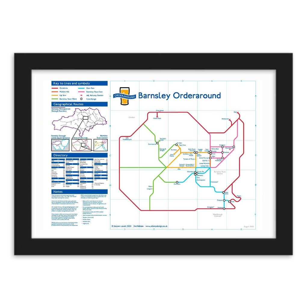 Barnsley Orderaround Pub Map Print - The Great Yorkshire Shop