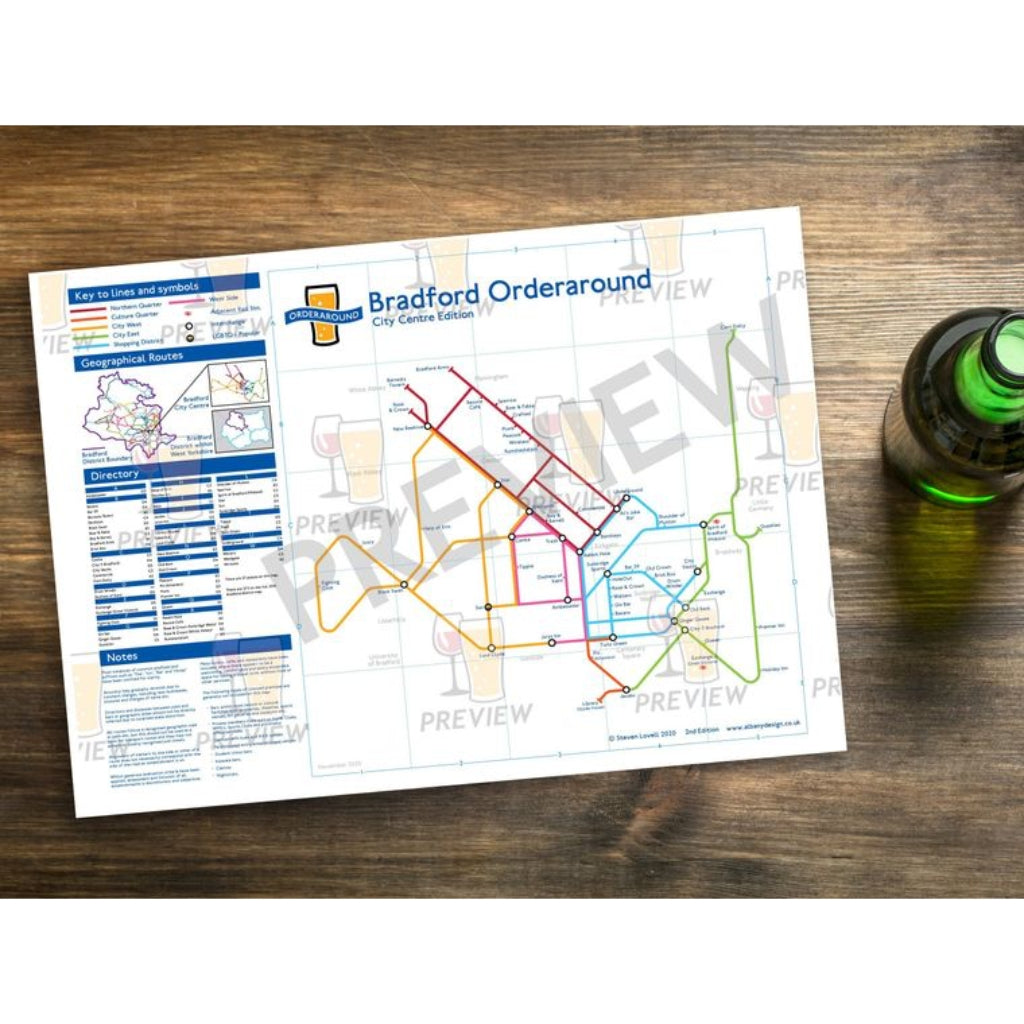 Bradford Orderaround Pub Map Print - The Great Yorkshire Shop