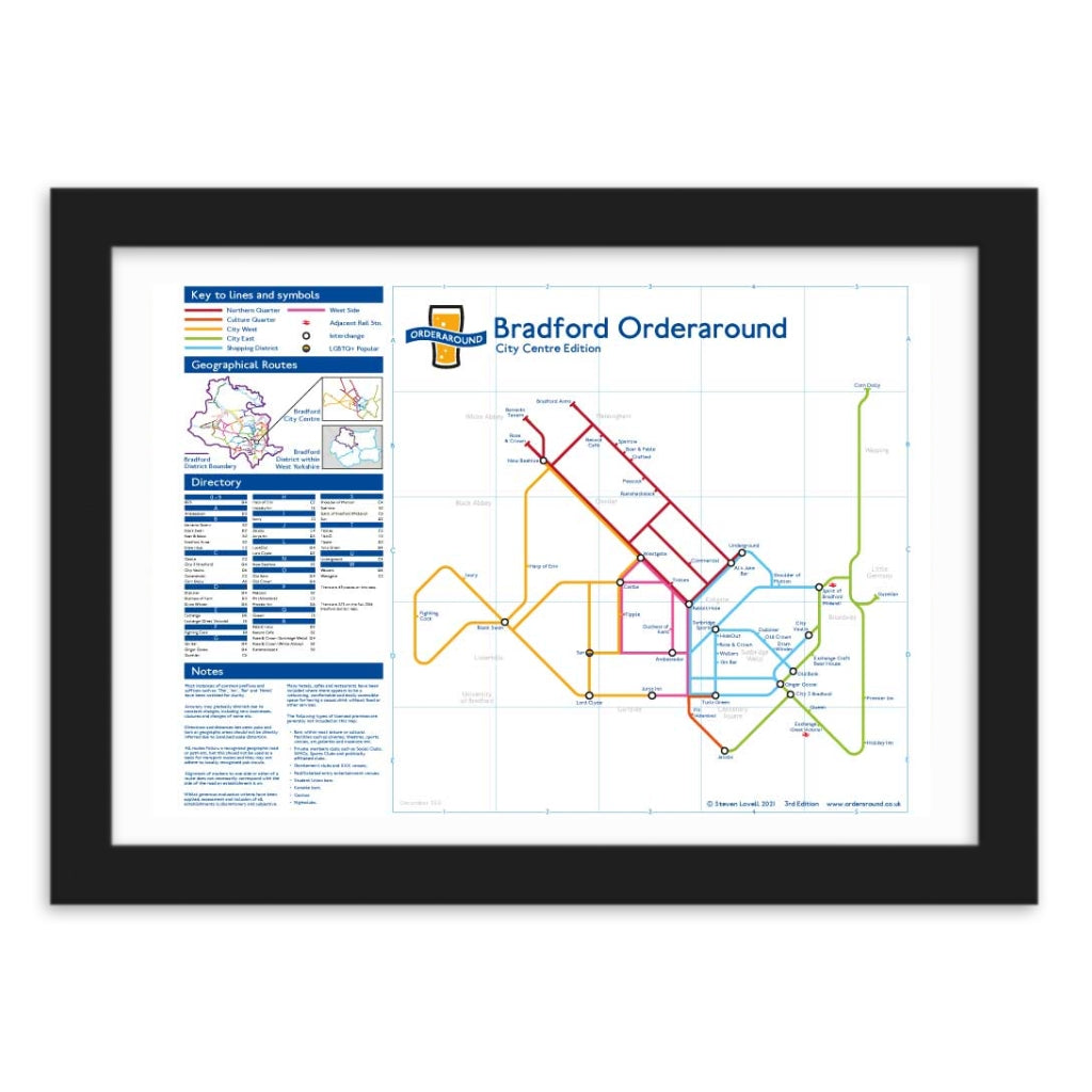 Bradford Orderaround Pub Map Print - The Great Yorkshire Shop