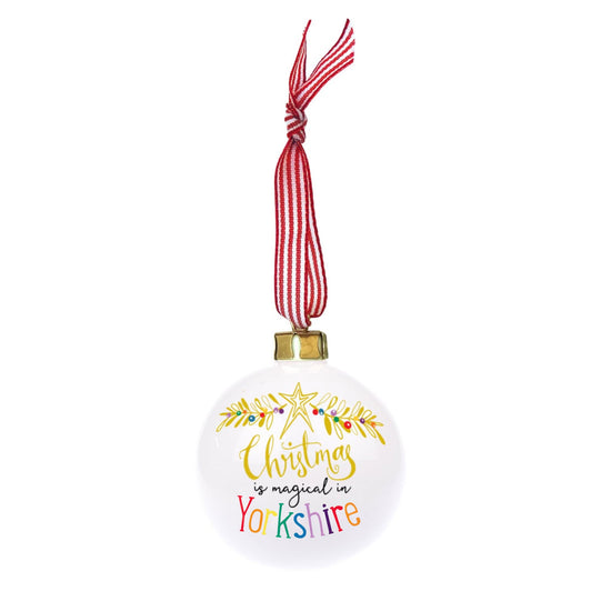 Christmas is Magical in Yorkshire Bone China Bauble - The Great Yorkshire Shop