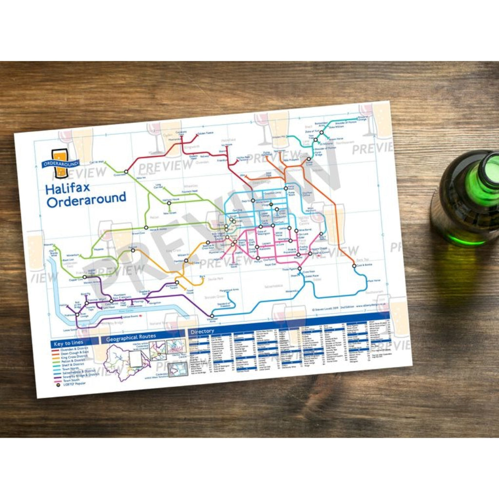Halifax Orderaround Pub Map Print - The Great Yorkshire Shop