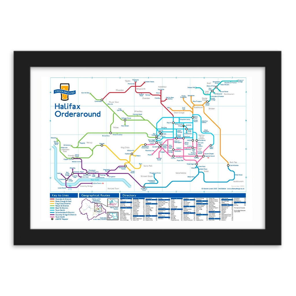 Halifax Orderaround Pub Map Print - The Great Yorkshire Shop