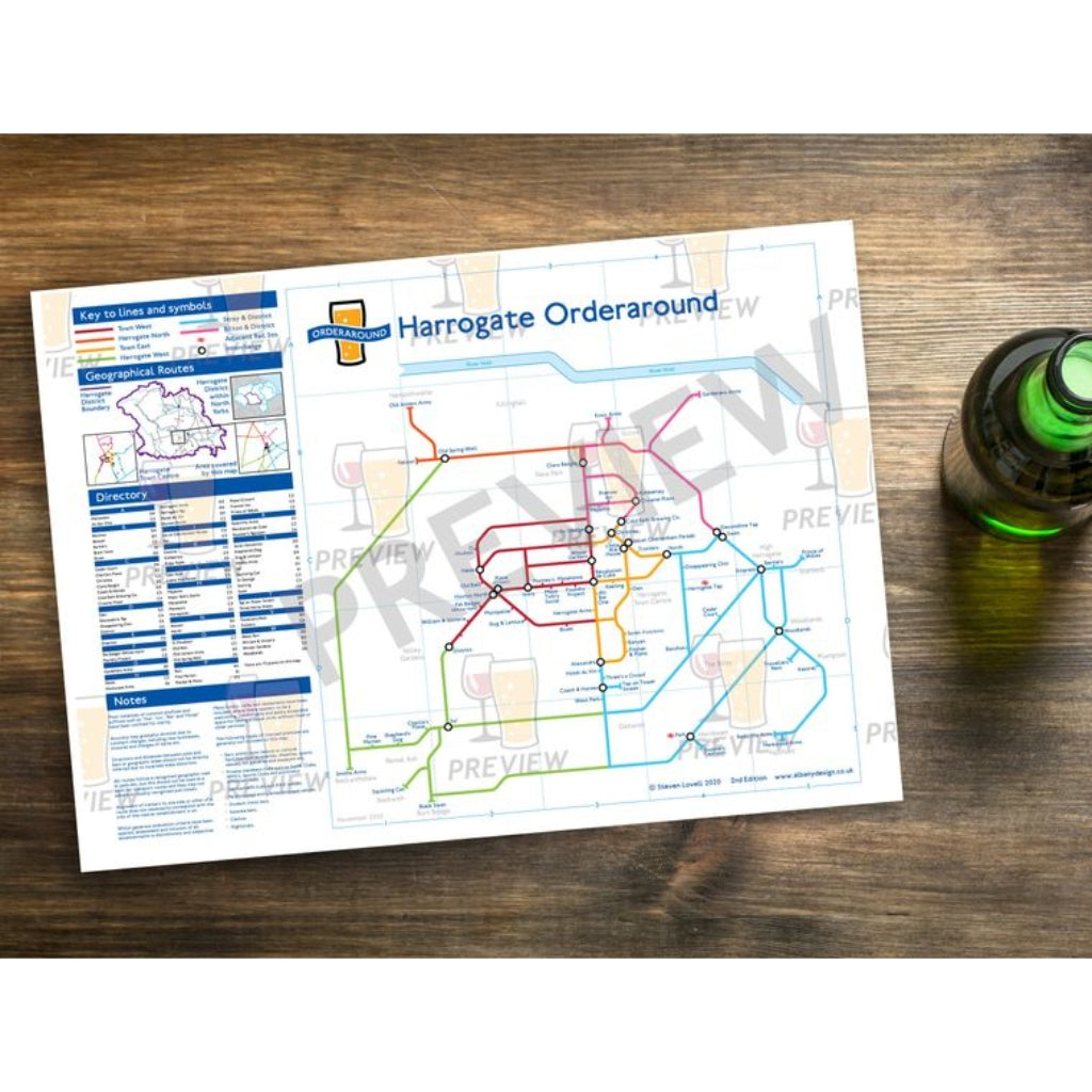 Harrogate Orderaround Pub Map Print - The Great Yorkshire Shop