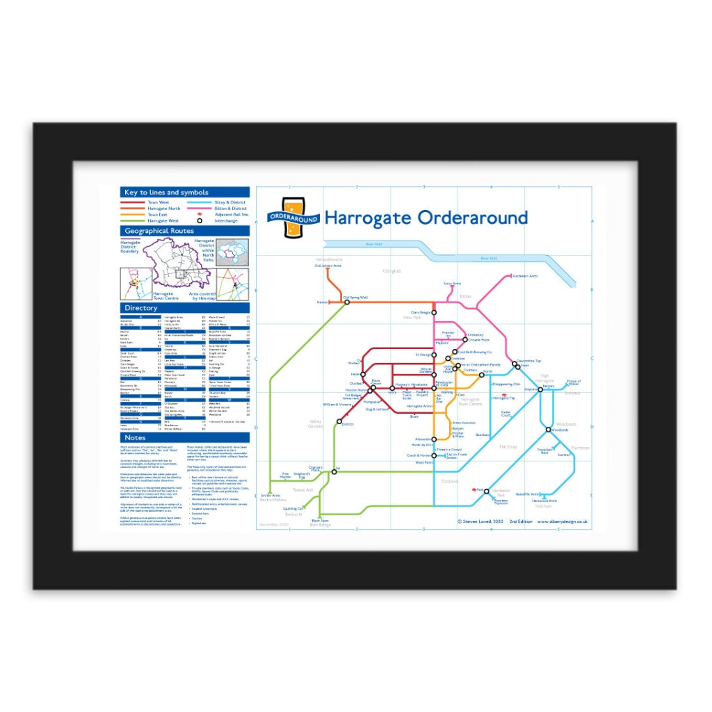 Harrogate Orderaround Pub Map Print - The Great Yorkshire Shop