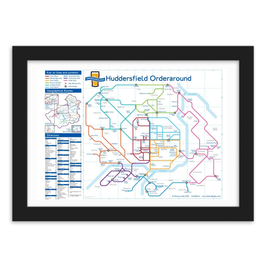 Huddersfield Orderaround Pub Map Print - The Great Yorkshire Shop