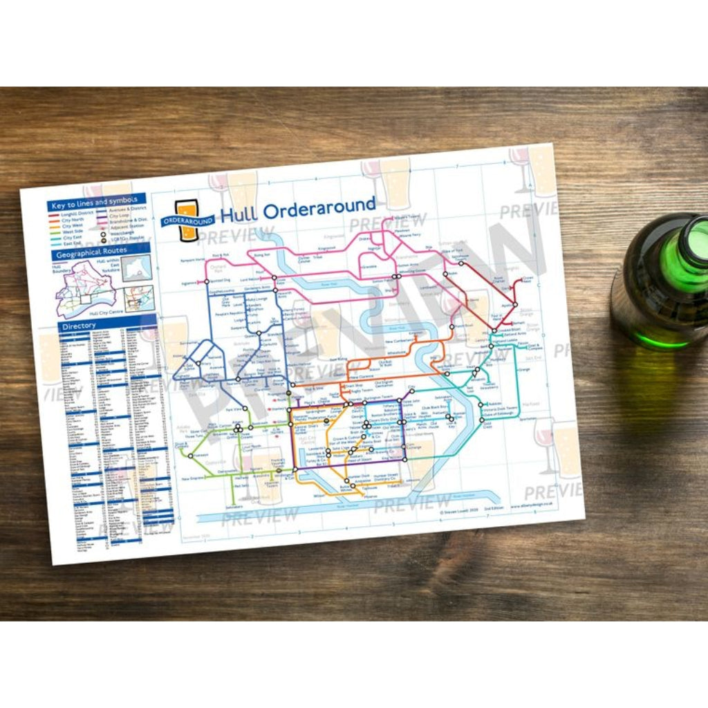 Hull Orderaround Pub Map Print - The Great Yorkshire Shop