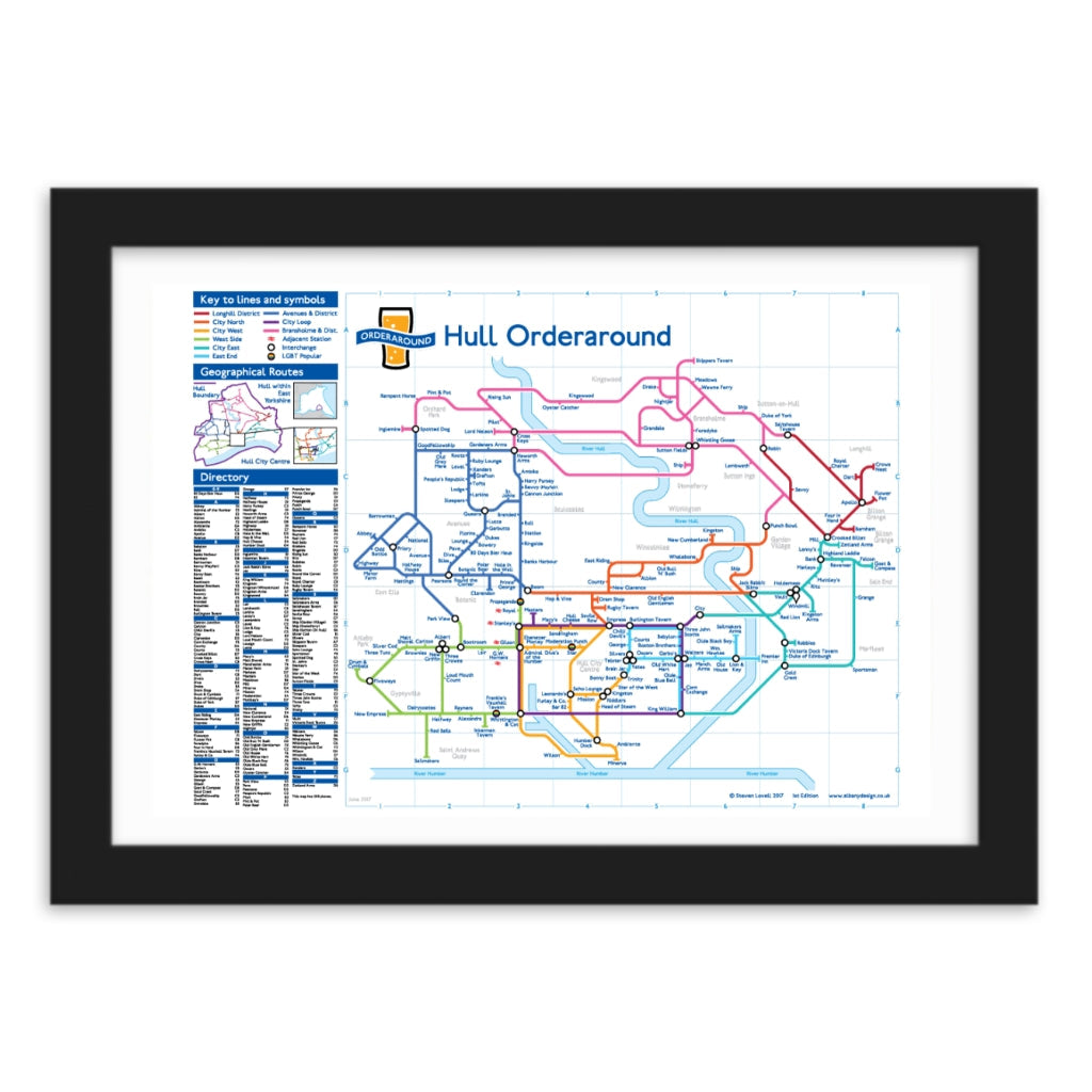 Hull Orderaround Pub Map Print - The Great Yorkshire Shop