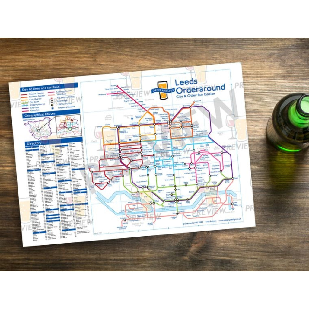 Leeds City and Otley Run Orderaround Pub Map Print - The Great Yorkshire Shop