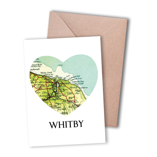 Love Whitby Map Greeting Card - The Great Yorkshire Shop