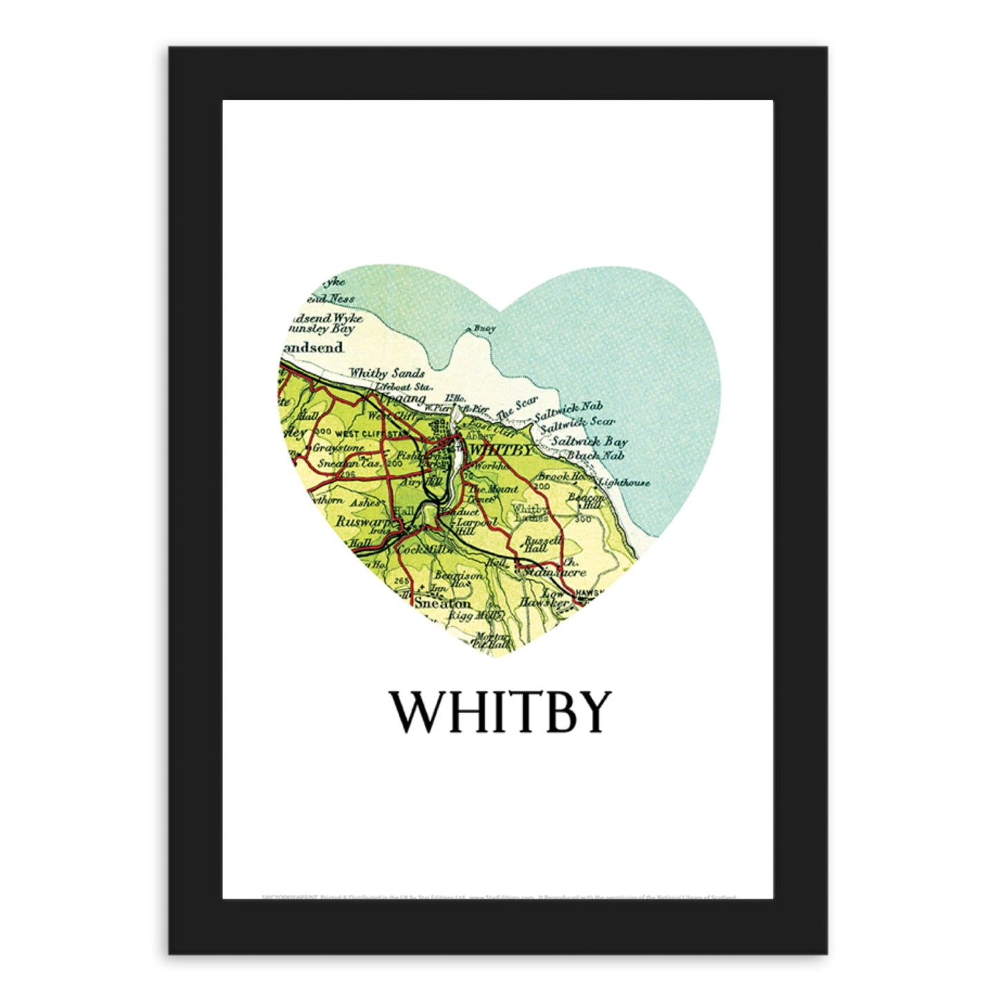 Love Whitby Map Print - The Great Yorkshire Shop