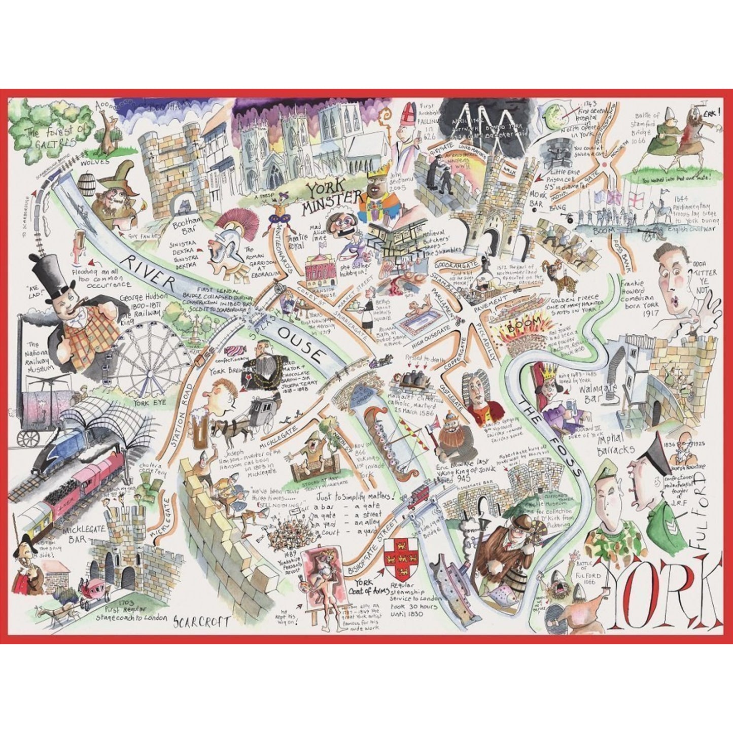 Map of York Tim Bulmer 1000 Piece Jigsaw Puzzle - The Great Yorkshire Shop