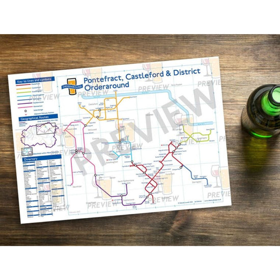 Pontefract, Castleford & District Orderaround Pub Map Print - The Great Yorkshire Shop