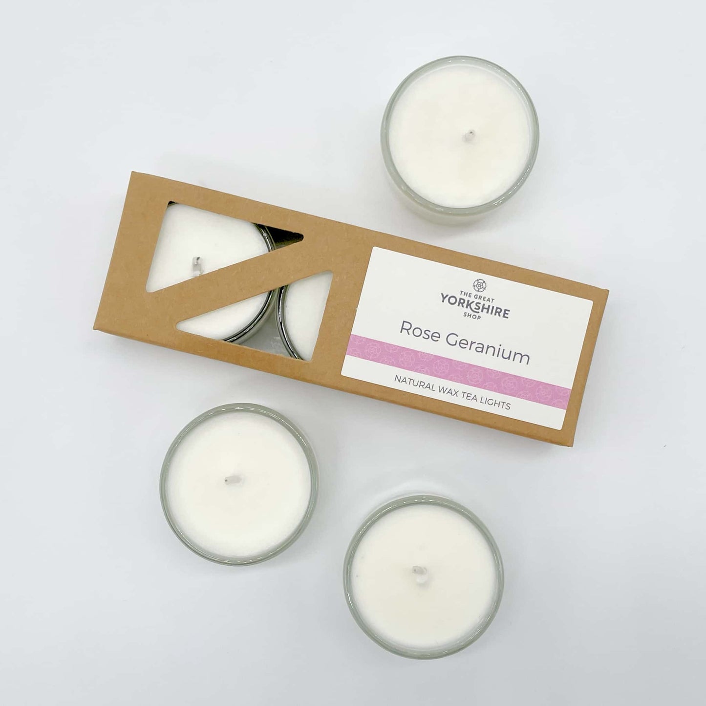 Rose Geranium Natural Wax Tea Lights - The Great Yorkshire Shop