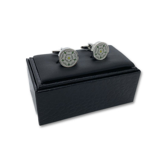 Yorkshire Rose Silver Plated Round Cufflinks - The Great Yorkshire Shop