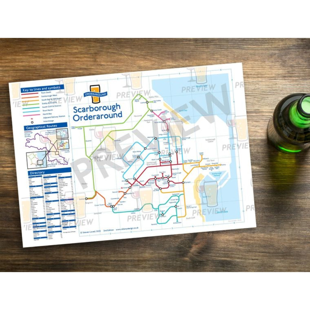 Scarborough Orderaround Pub Map Print - The Great Yorkshire Shop
