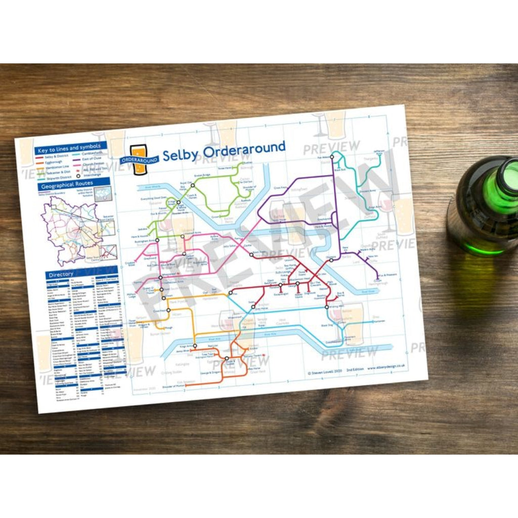 Selby Orderaround Pub Map Print - The Great Yorkshire Shop