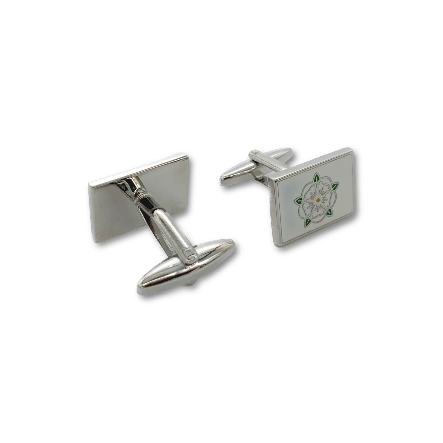 Yorkshire Rose Flag Rhodium Plated Cufflinks - The Great Yorkshire Shop