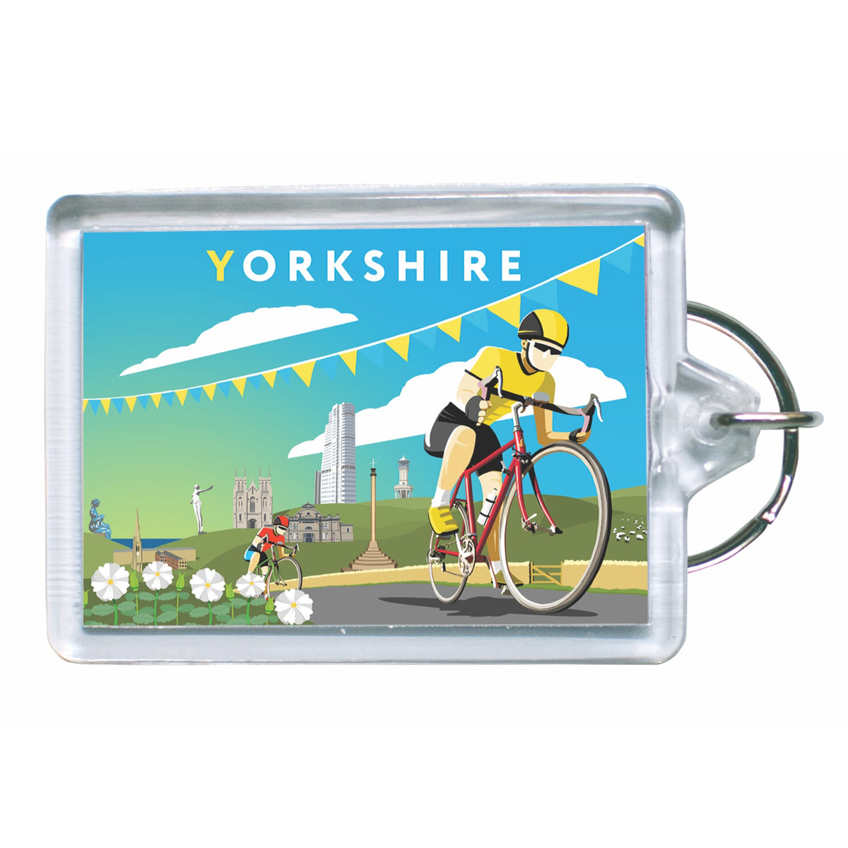 Cycling Through Yorkshire Keyring 