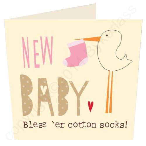 New Baby Bless 'er Cotton Socks Baby Girl Card - The Great Yorkshire Shop