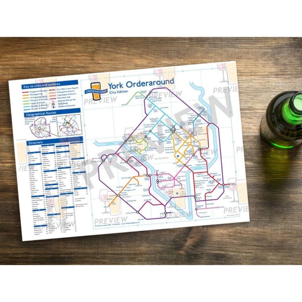 York Orderaround Pub Map Print - The Great Yorkshire Shop