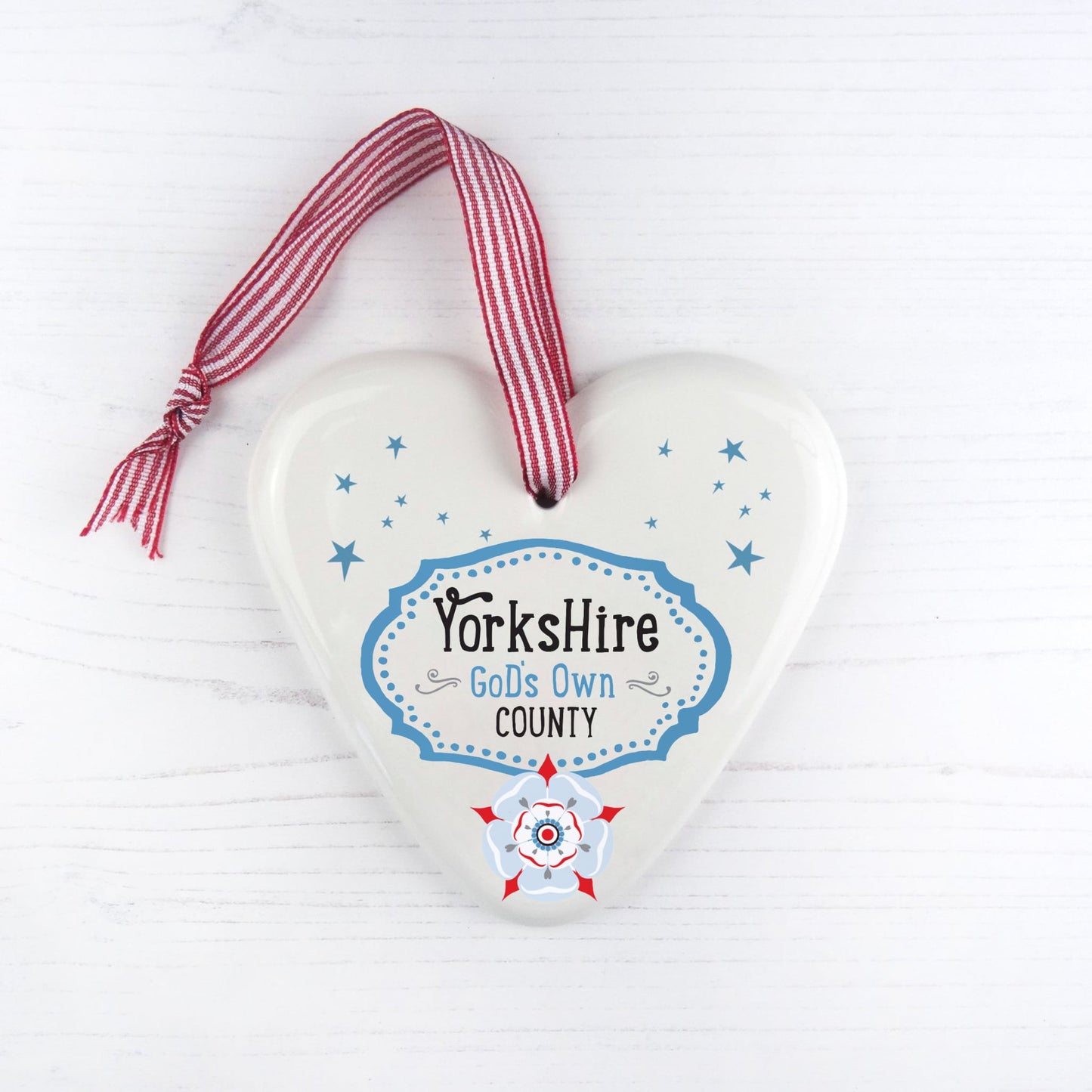 Yorkshire Talk of the Town Bone China Heart Decoration - The Great Yorkshire Shop