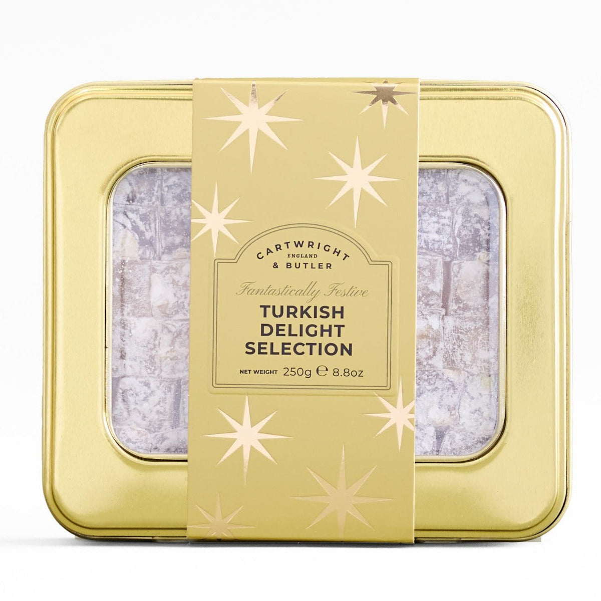 Turkish Delight Selection in Gold Christmas Gift Tin