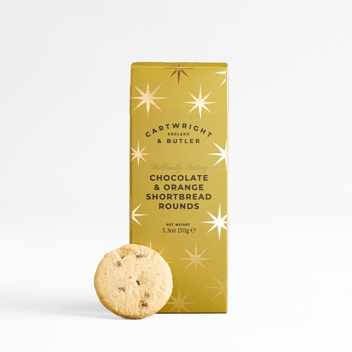 Chocolate & Orange Shortbread in Gold Christmas Carton