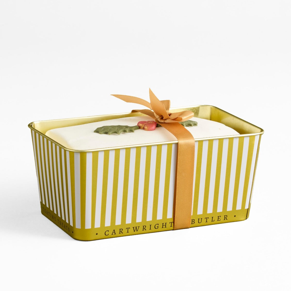 Iced Christmas Loaf Cake in Gold Christmas Gift Tin