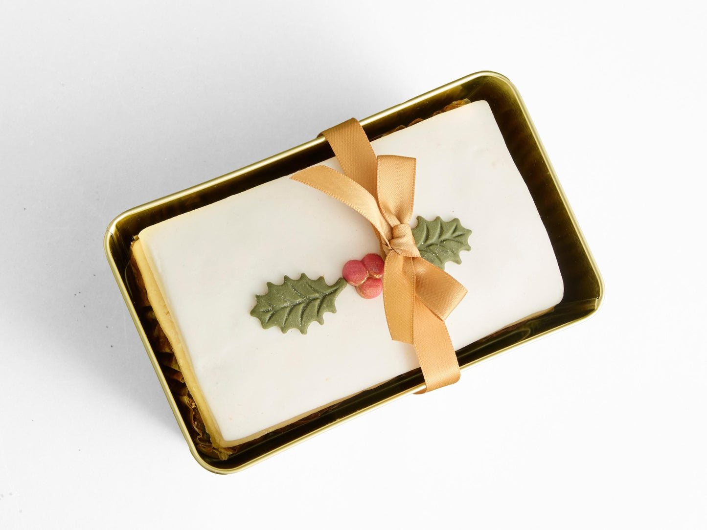 Iced Christmas Loaf Cake in Gold Christmas Gift Tin