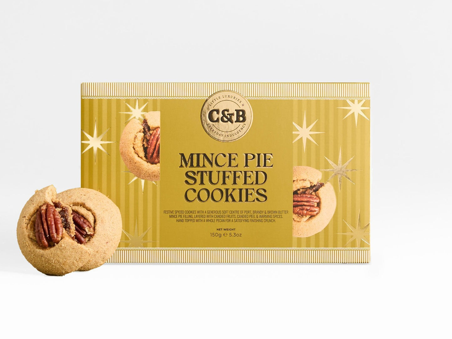 Mince Pie Stuffed Biscuits in Gold Christmas Carton