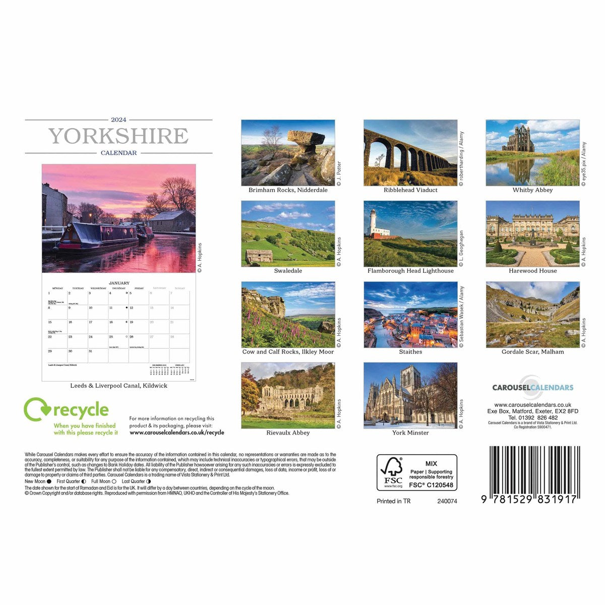 Yorkshire 2024 A5 Calendar - The Great Yorkshire Shop Yorkshire 2024 A5 Calendar - The Great Yorkshire Shop