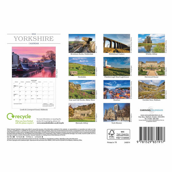 Yorkshire 2024 A5 Calendar - The Great Yorkshire Shop