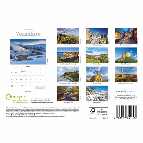 Yorkshire 2025 A5 Calendar