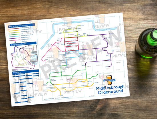 Middlesbrough Orderaround Pub Map Print