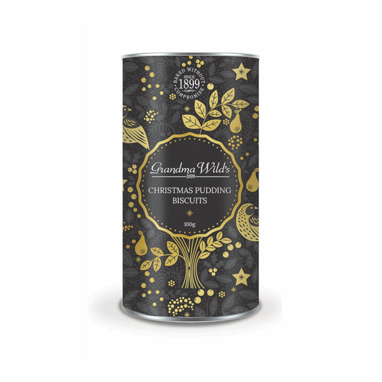 Christmas Pudding Biscuits in Christmas Partridge in a Pear Tree Tube - The Great Yorkshire Shop