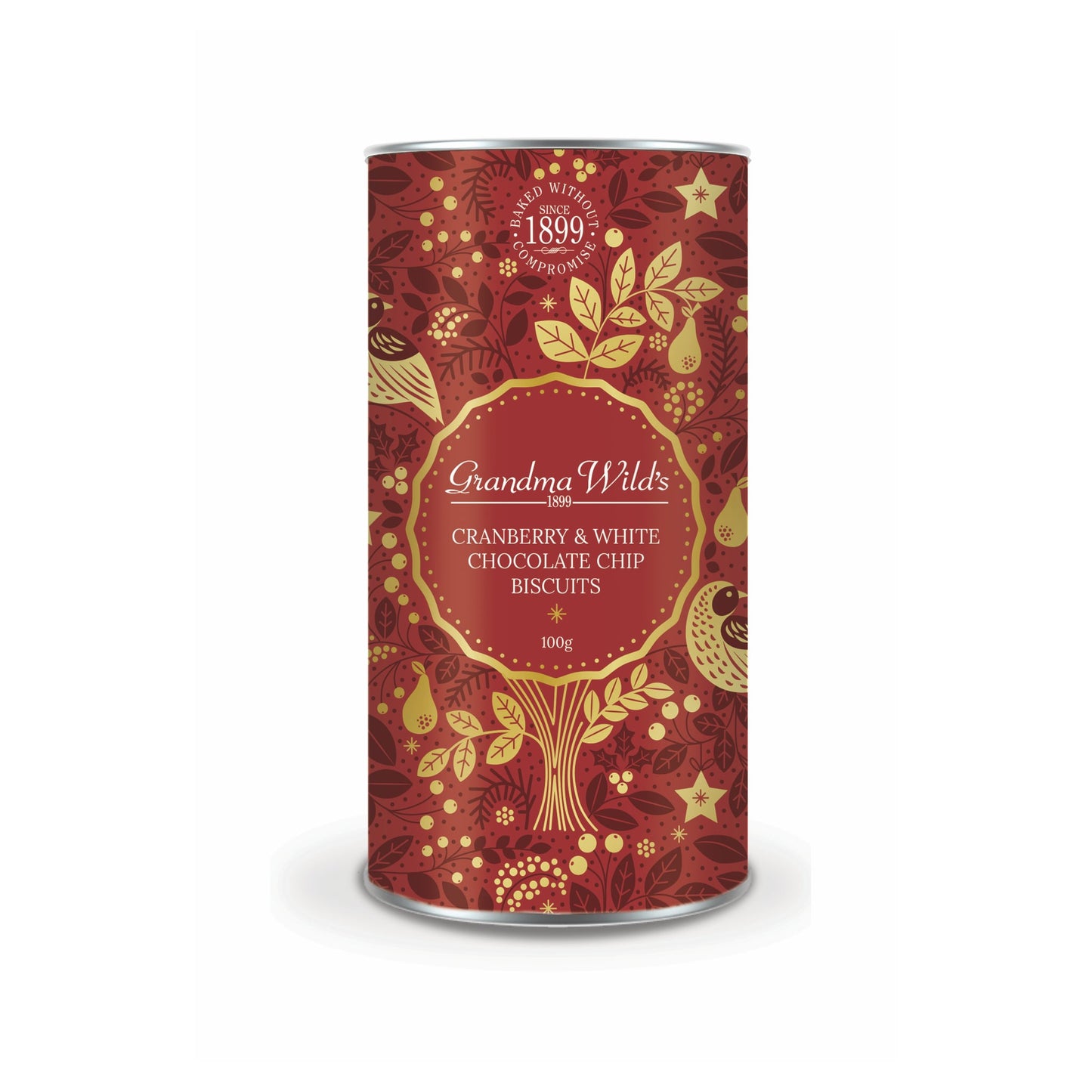 Cranberry & White Chocolate Chip Biscuits in Christmas Partridge in a Pear Tree Tube - The Great Yorkshire Shop