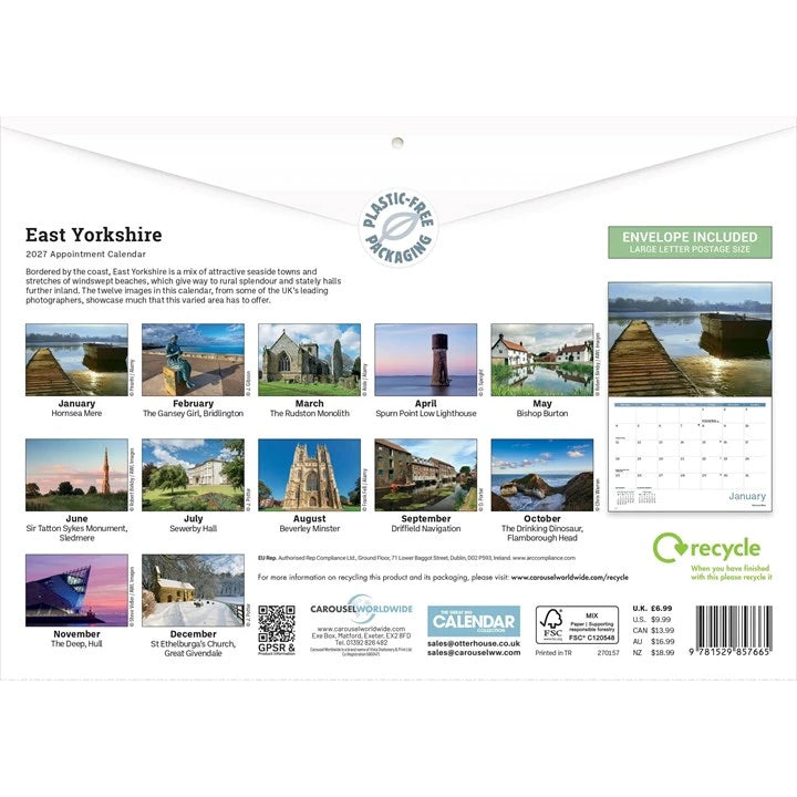 East Yorkshire 2027 A4 Calendar