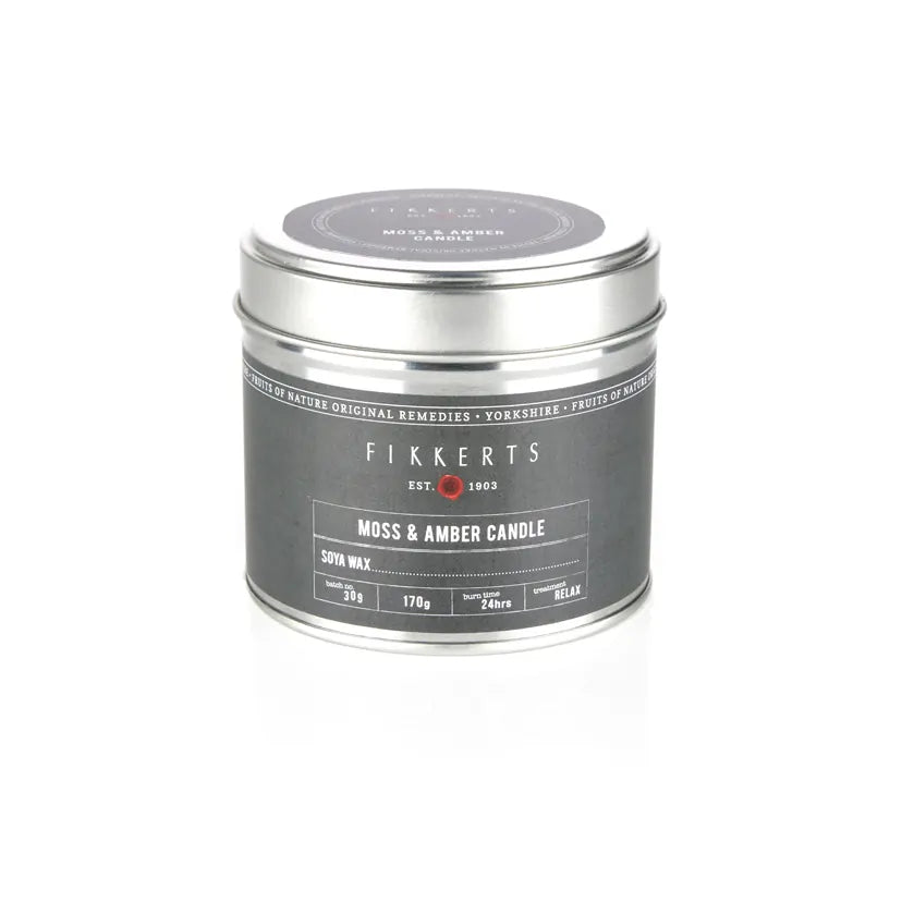 Moss & Amber Candle Tin 170g - The Great Yorkshire Shop