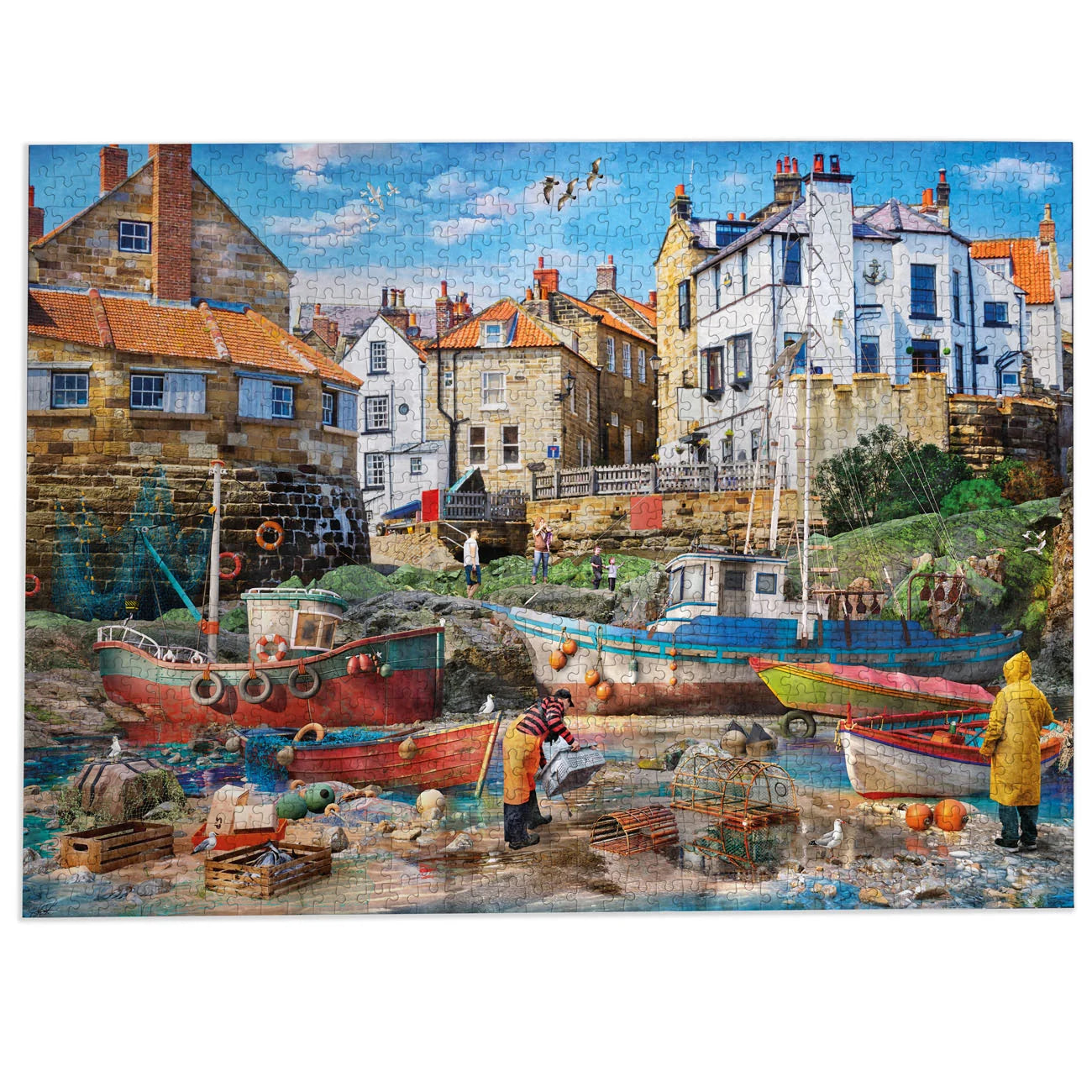 Fishermen at Robin Hood's Bay 1000 Piece Jigsaw Puzzle