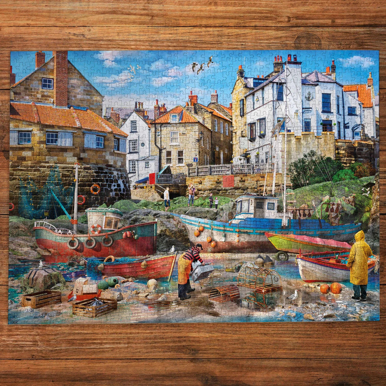 Fishermen at Robin Hood's Bay 1000 Piece Jigsaw Puzzle