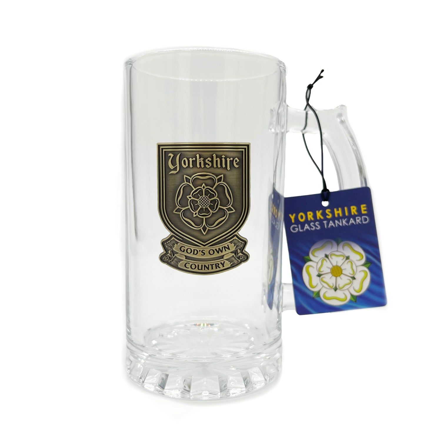 Yorkshire Rose Metal Plaque Pint Glass Tankard - The Great Yorkshire Shop