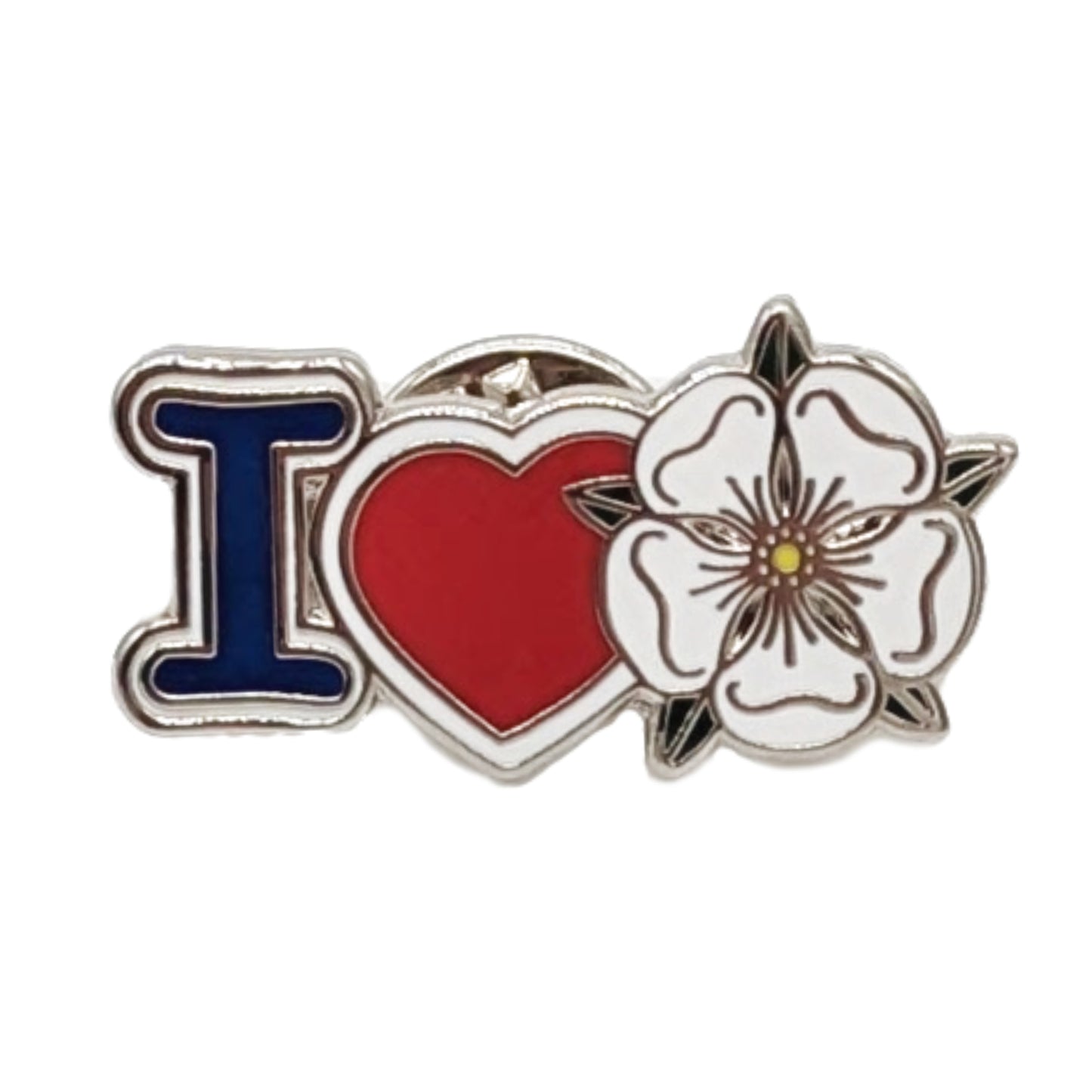I Love Yorkshire White Rose Pin Badge - The Great Yorkshire Shop