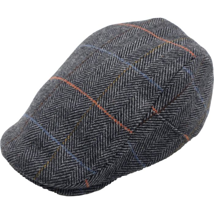 Kids Checked Herringbone Flat Cap
