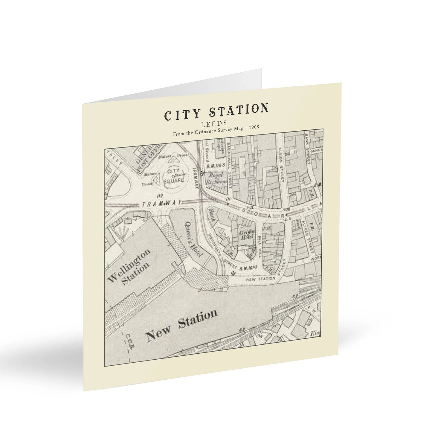 City Station, Leeds Ordnance Survey 1908 Map Card