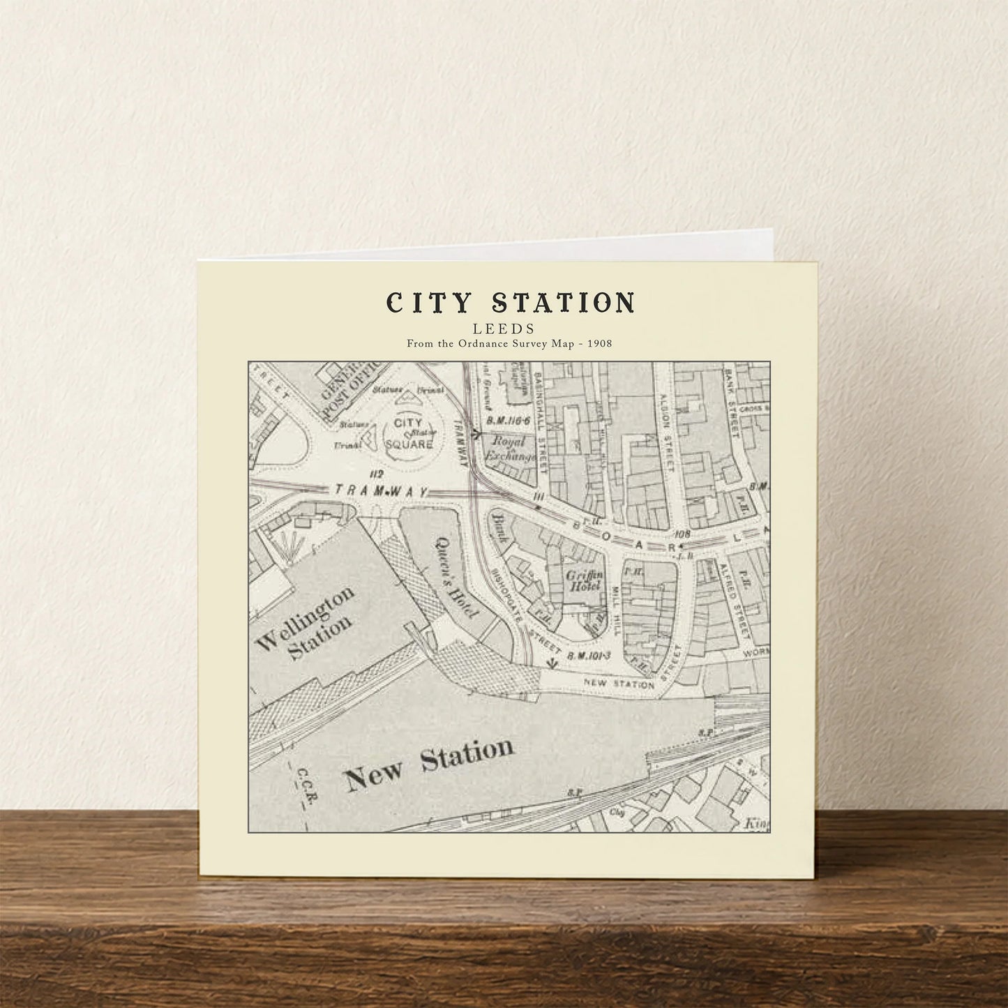 City Station, Leeds Ordnance Survey 1908 Map Card